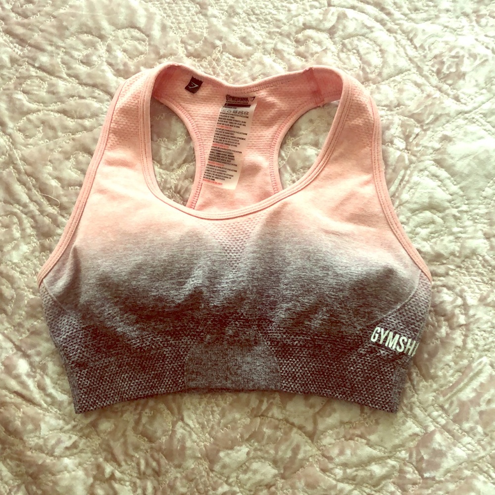 Gymshark pink to charcoal grey ombré sports bra